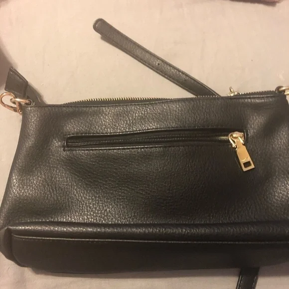 Ameliegalanti cross body in black and gold fixtures. Bag is 11” wide and 7” long - Picture 2 of 4